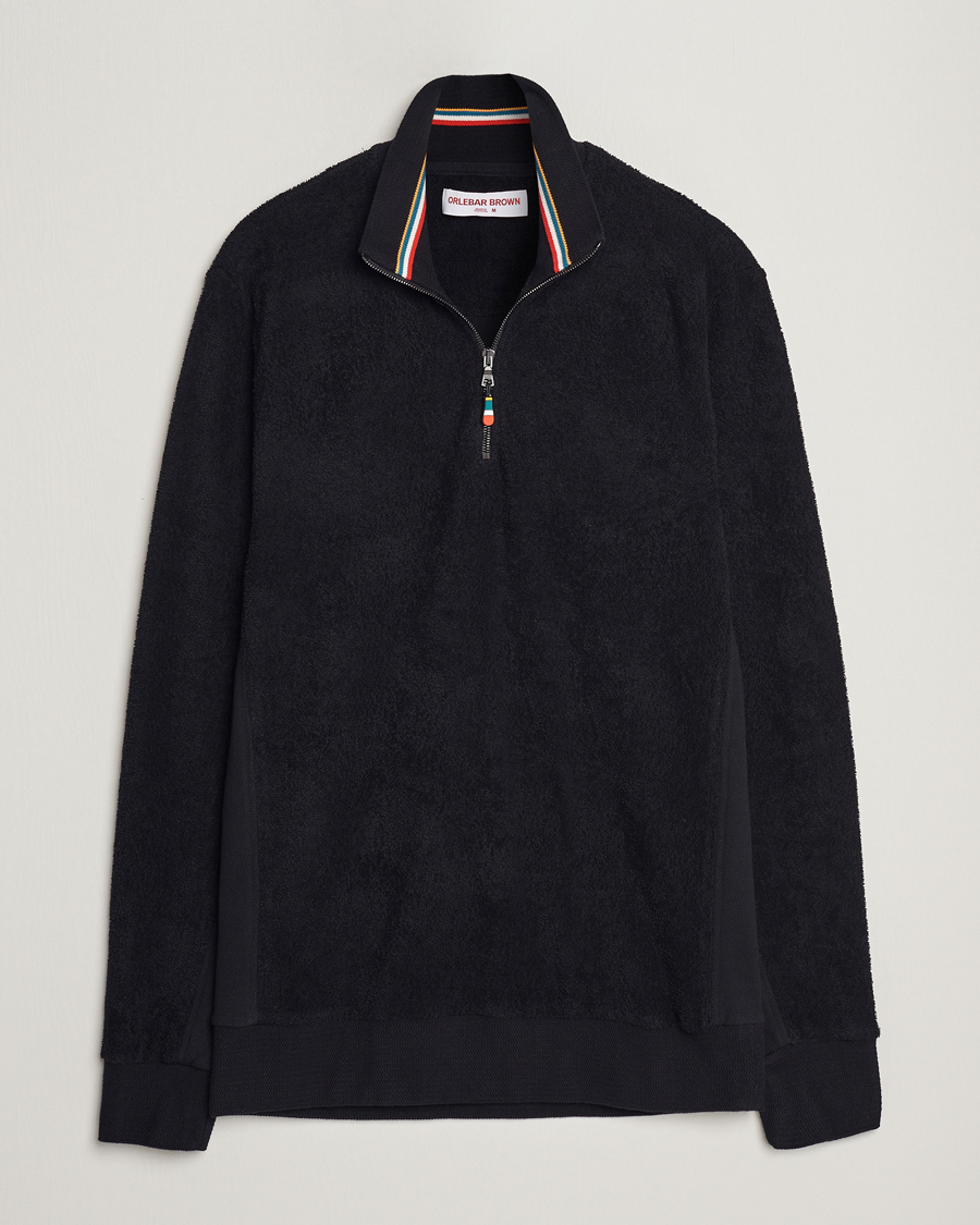 Herre | Trøjer | Orlebar Brown | Isar Mix Texture Half-Zip Black