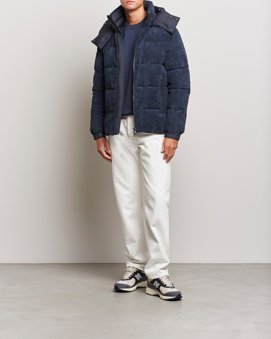 Herre | Jakker | Save The Duck | Albus Cord Padded Puffer Jacket Blue Black