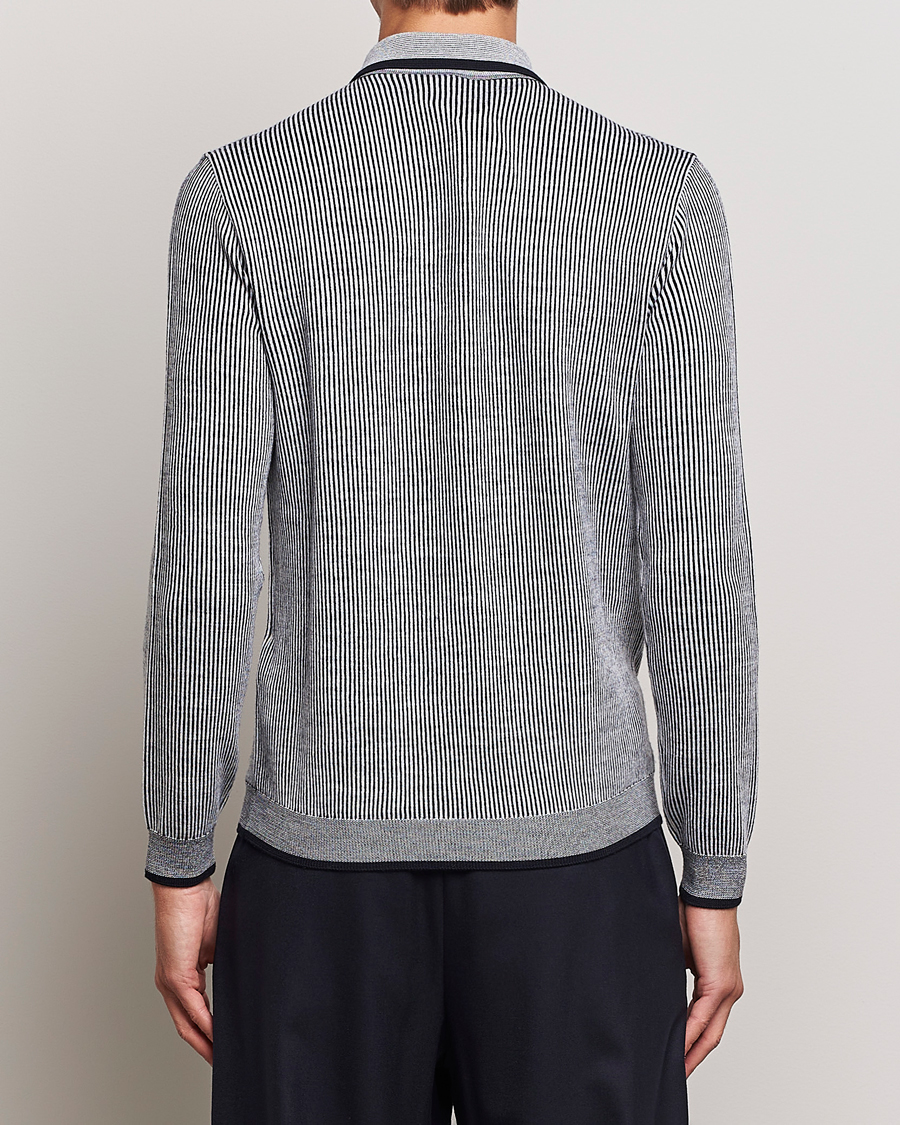 Herre | Trøjer | Giorgio Armani | English Rib Knitted Polo Shirt Navy/White