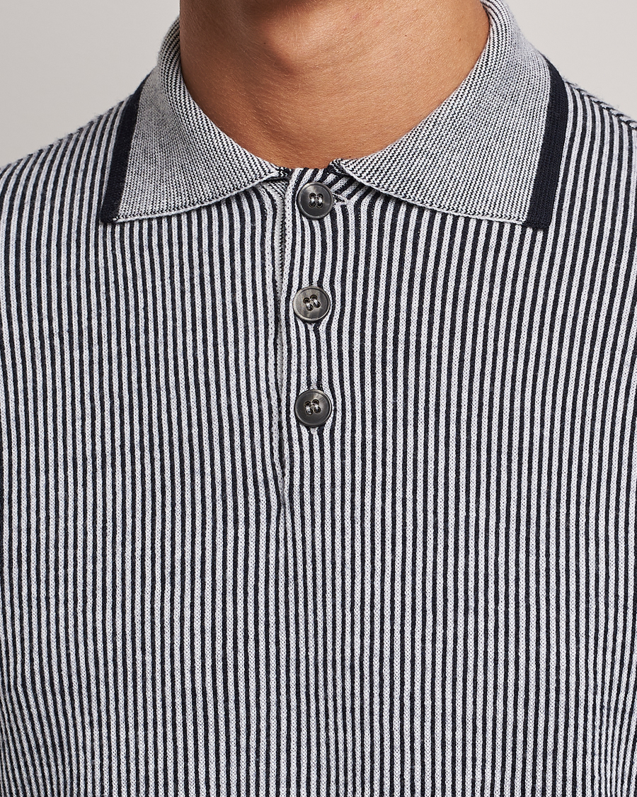 Herre | Trøjer | Giorgio Armani | English Rib Knitted Polo Shirt Navy/White