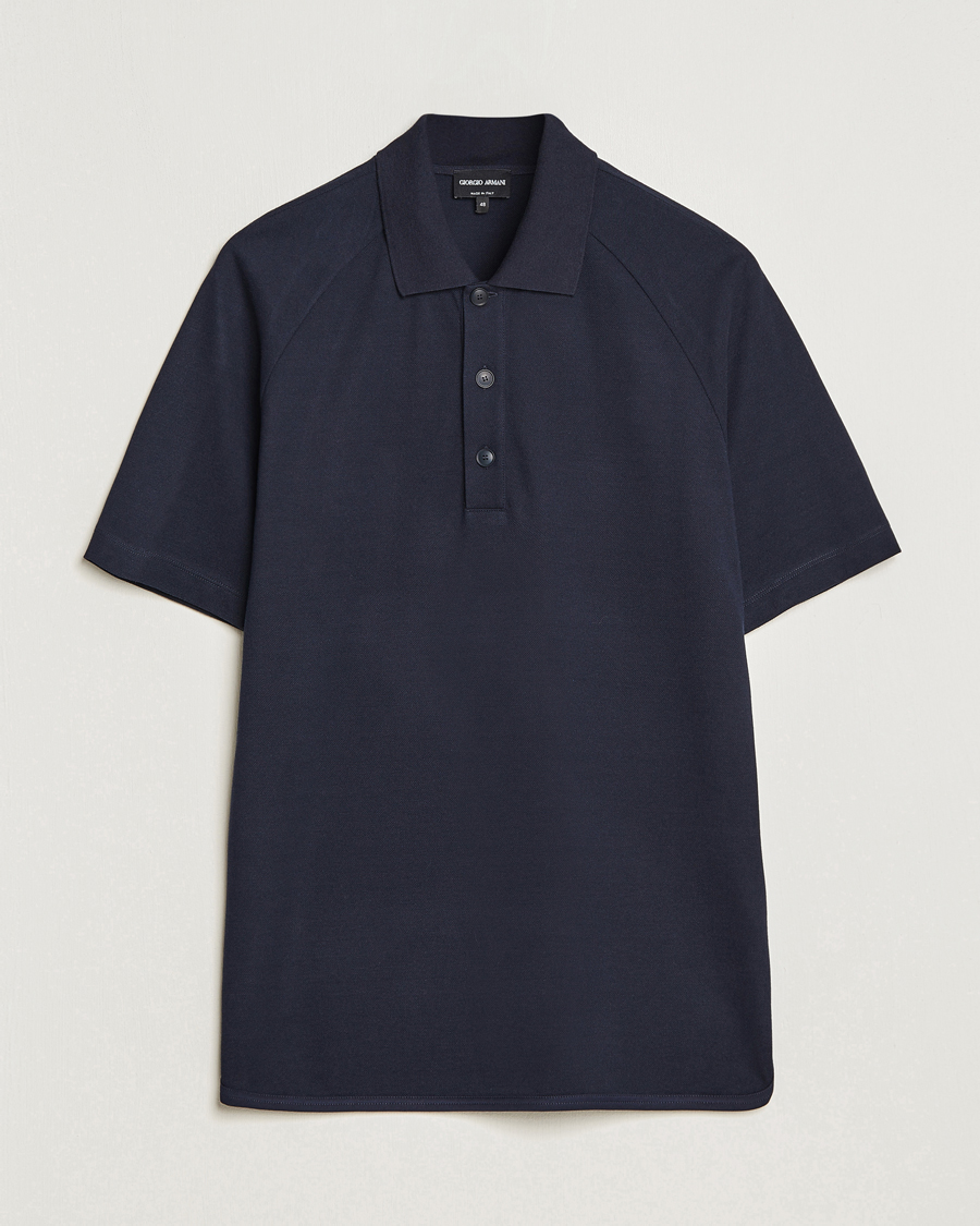 Herre | Polotrøjer | Giorgio Armani | Cotton/Cashmere Raglan Sleeve Polo Navy
