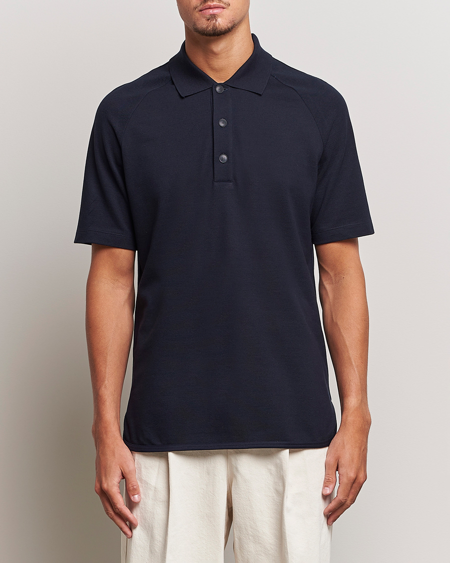 Herre | Polotrøjer | Giorgio Armani | Cotton/Cashmere Raglan Sleeve Polo Navy