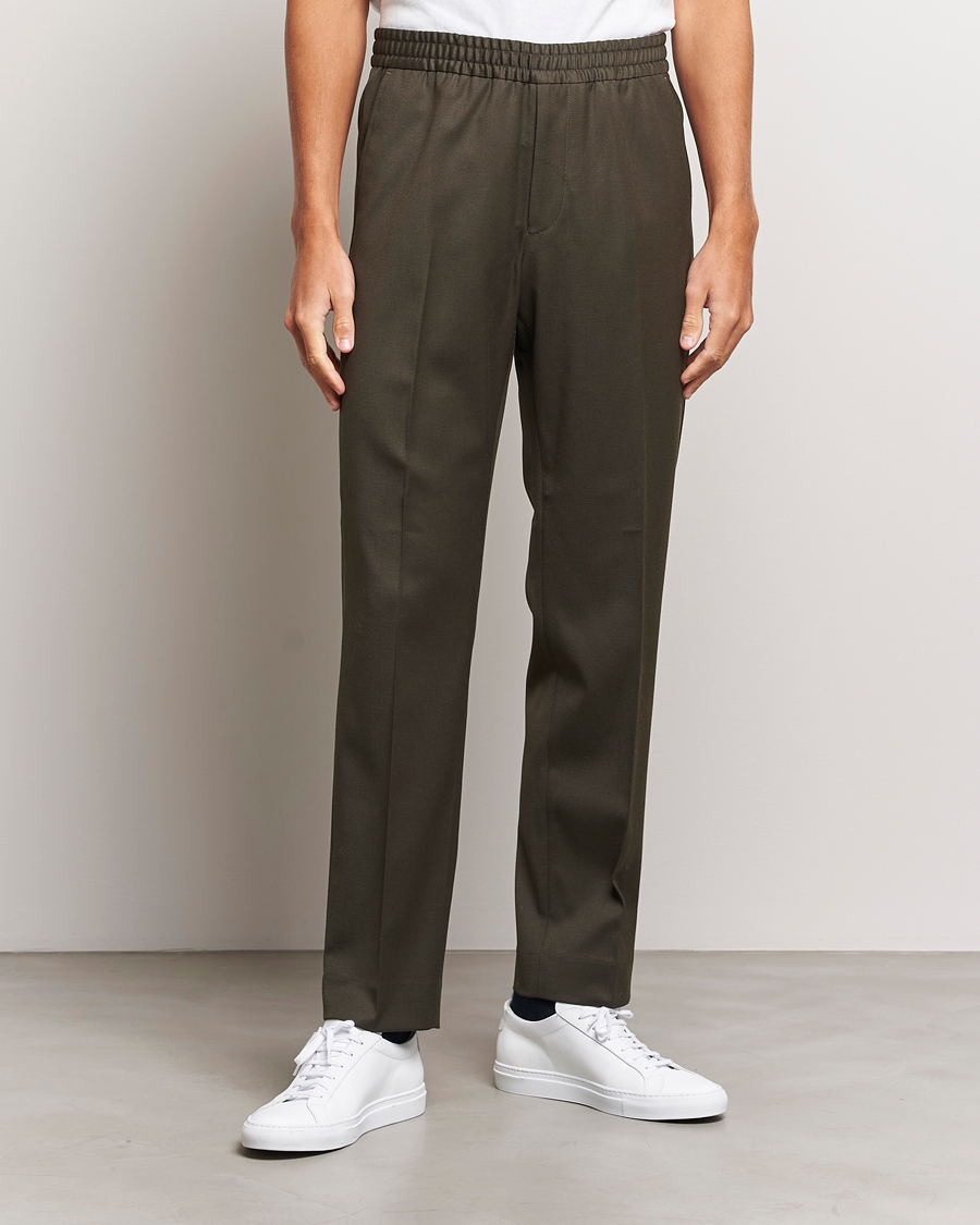 Herre | Filippa K | Filippa K | Relaxed Terry Wool Trousers Dark Forest Green