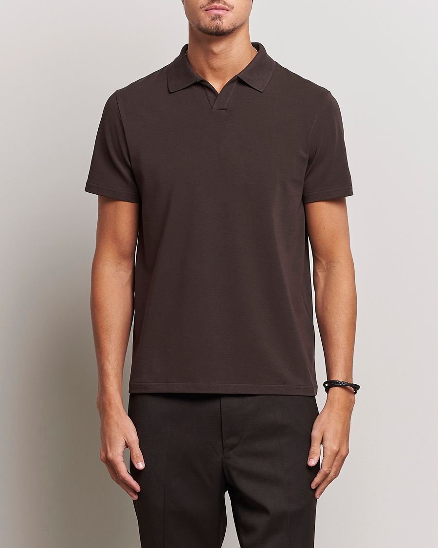 Herre | Polotrøjer | Filippa K | Soft Lycra Polo T-Shirt Dark Chocolate