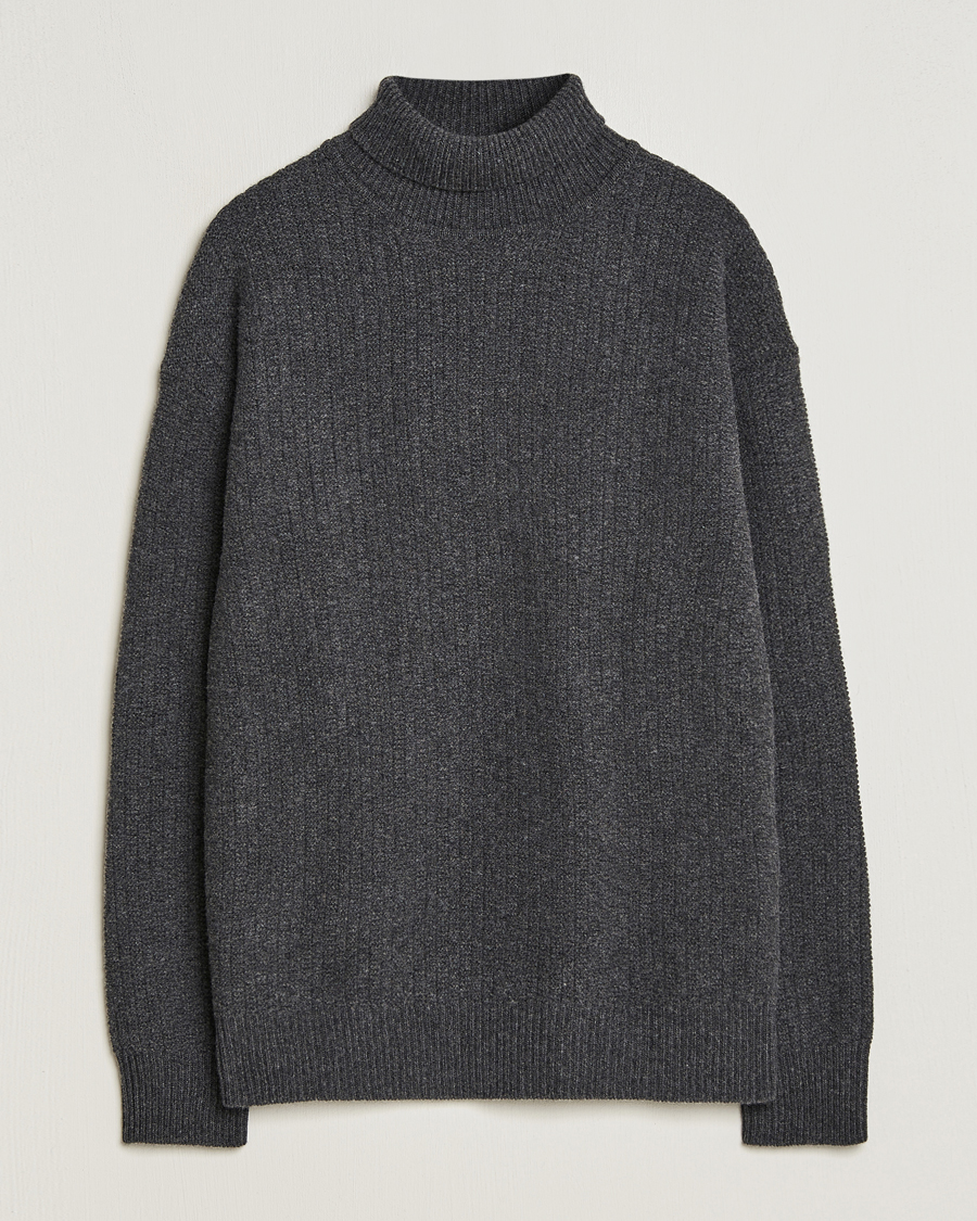 Herre | Trøjer | Filippa K | Wool Structured Polo Anthracite Melange