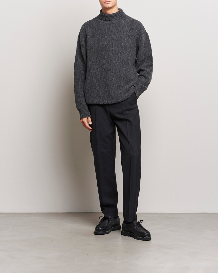 Herre | Trøjer | Filippa K | Wool Structured Polo Anthracite Melange