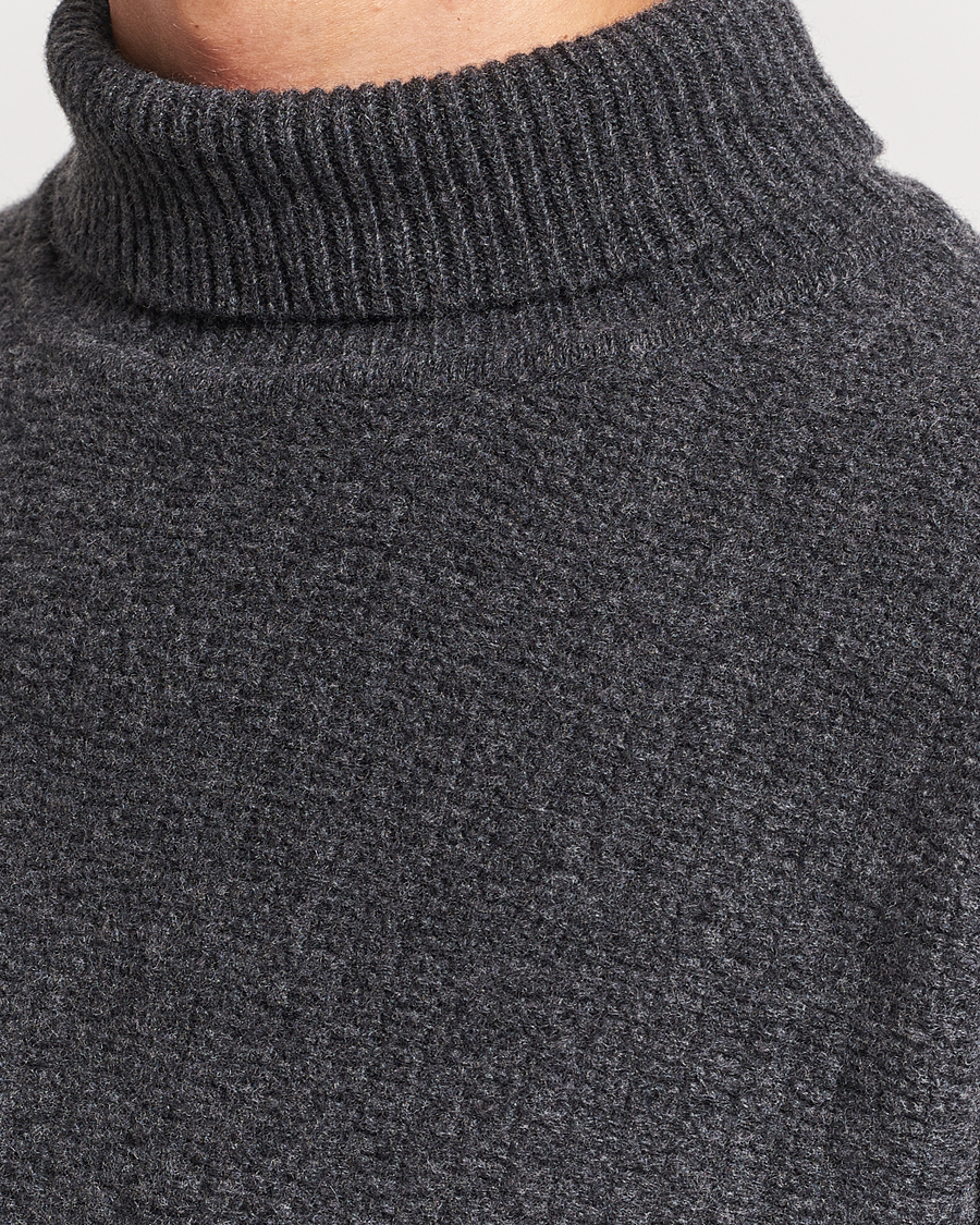Herre | Trøjer | Filippa K | Wool Structured Polo Anthracite Melange