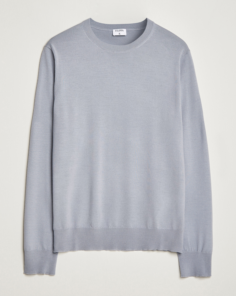 Herre | Trøjer | Filippa K | Merino Round Neck Sweater Fog Blue