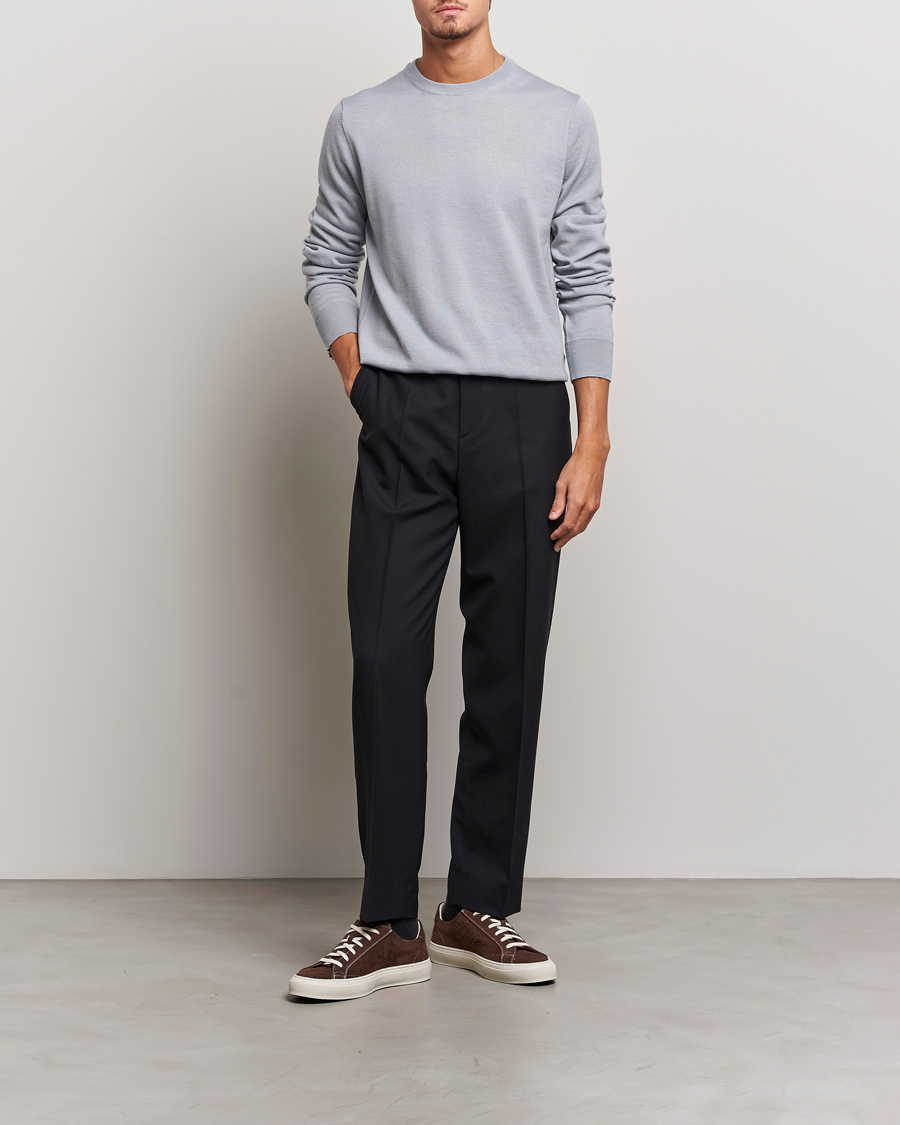 Herre | Trøjer | Filippa K | Merino Round Neck Sweater Fog Blue