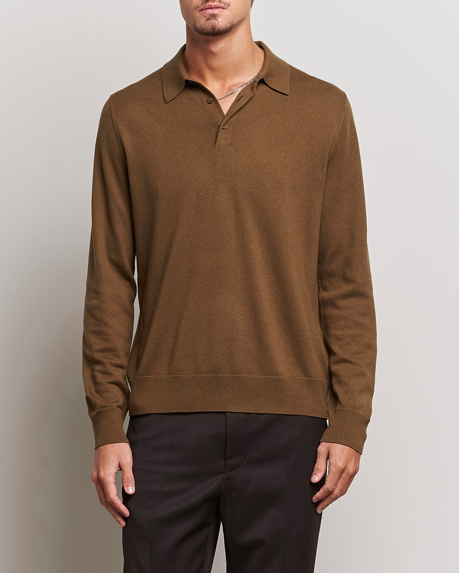 Herre | Trøjer | Filippa K | Knitted Polo Shirt Bronze Green