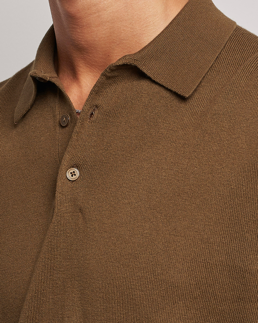 Herre | Trøjer | Filippa K | Knitted Polo Shirt Bronze Green