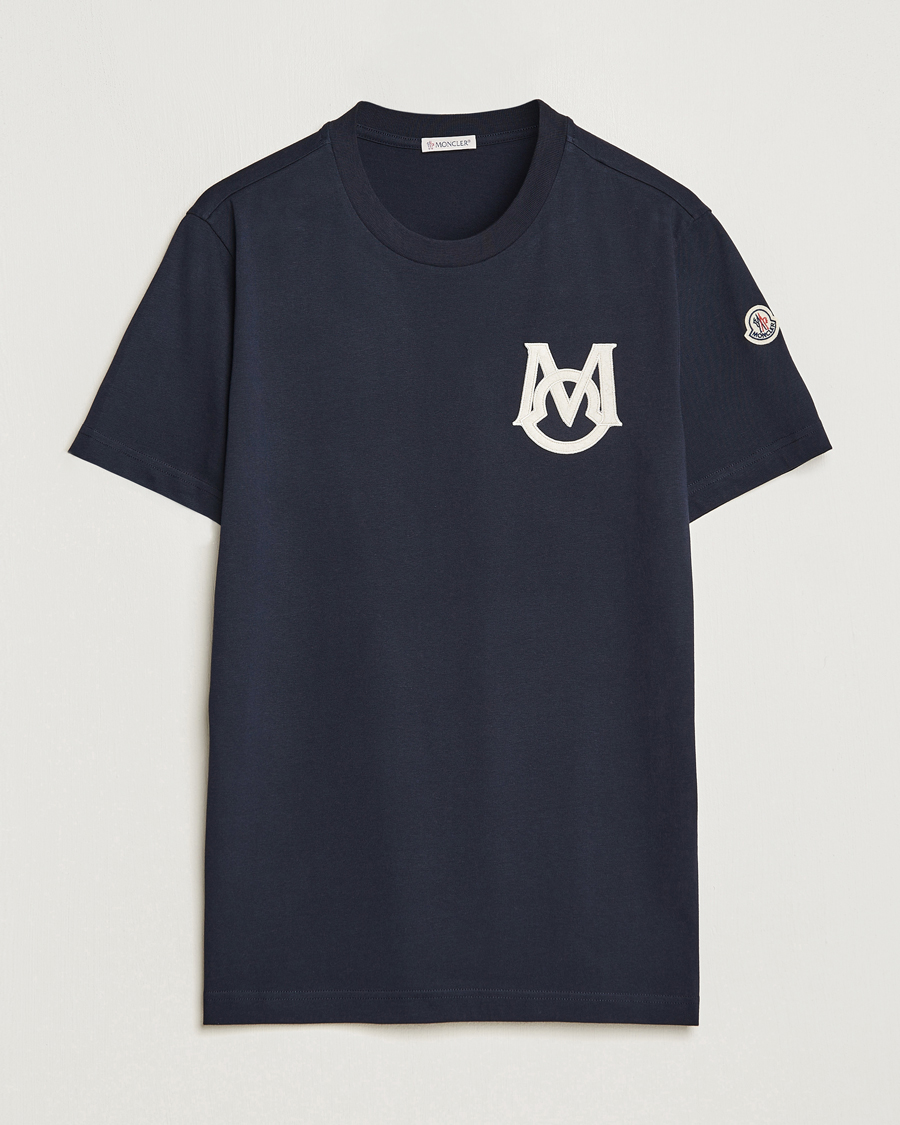 Herre | T-Shirts | Moncler | Embossed Logo T-Shirt Navy