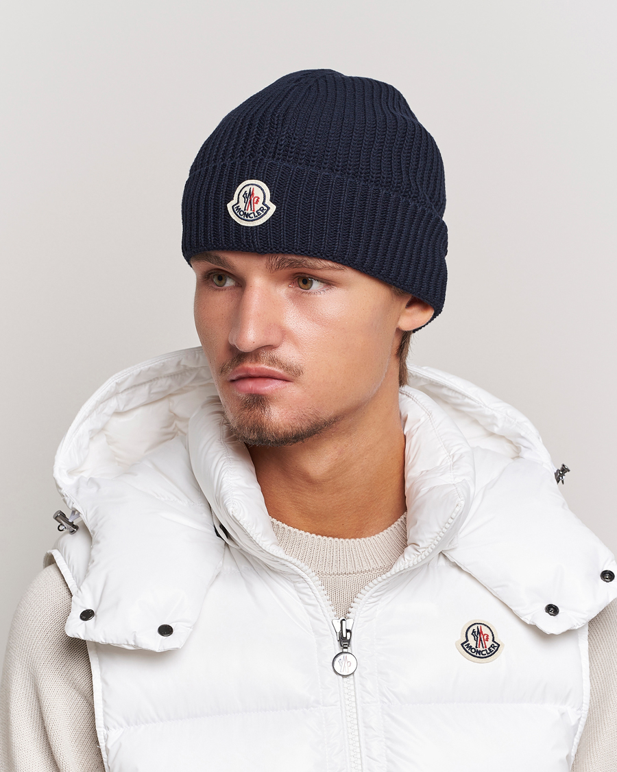Herre | Huer | Moncler | Logo Embossed Beanie Navy