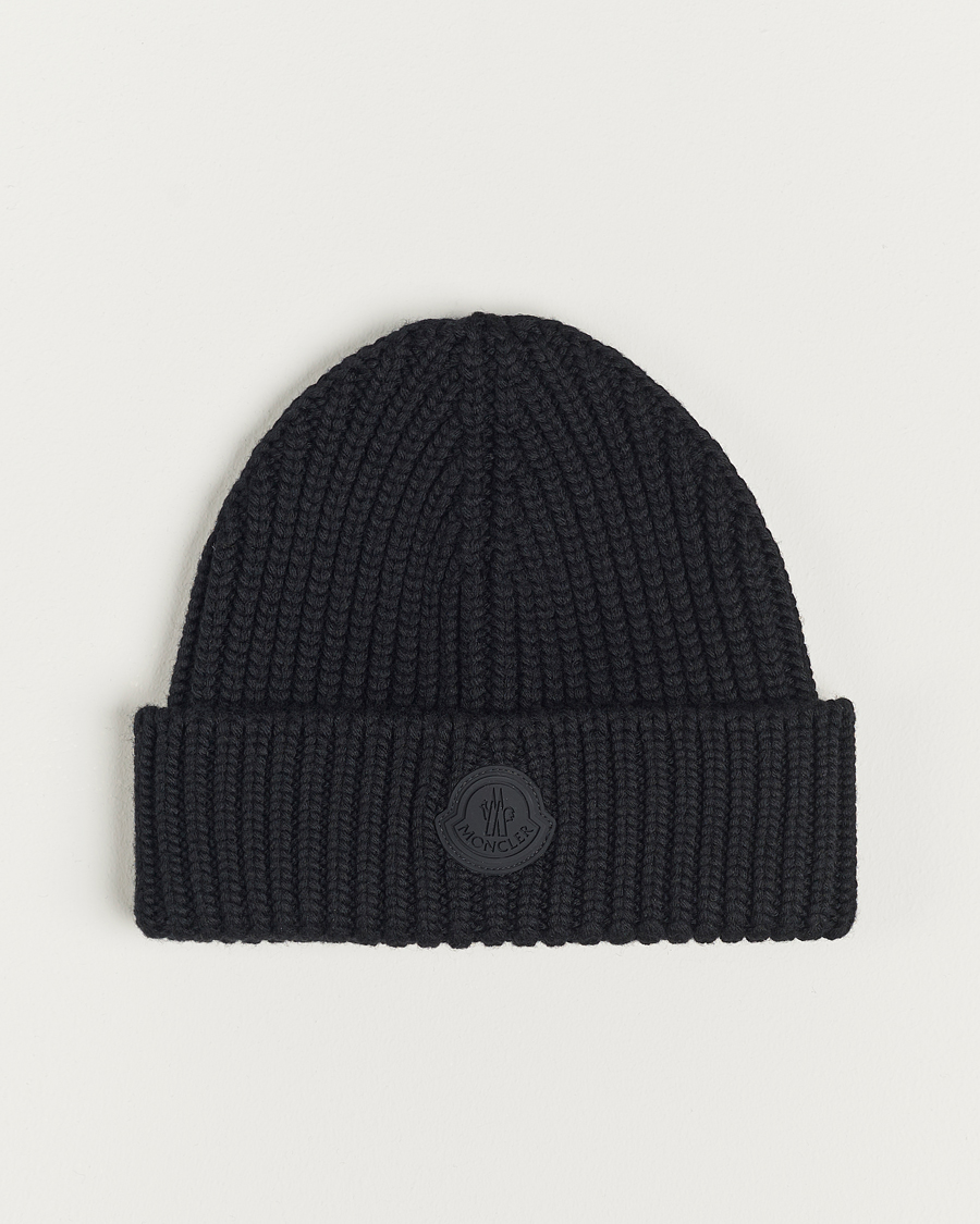 Herre | Moncler Tonal Logo Beanie Black | Moncler | Tonal Logo Beanie Black