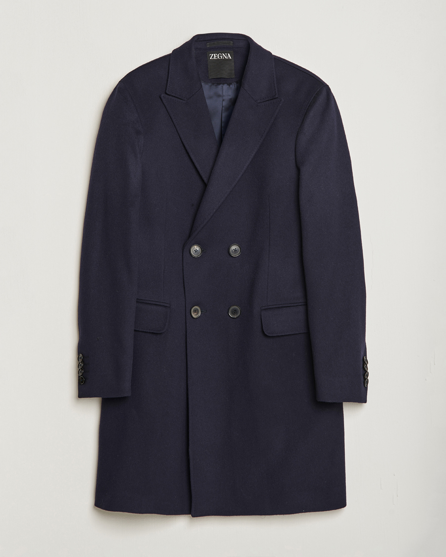 Herre | Jakker | Zegna | Wool/Cashmere Double Breasted Coat Navy