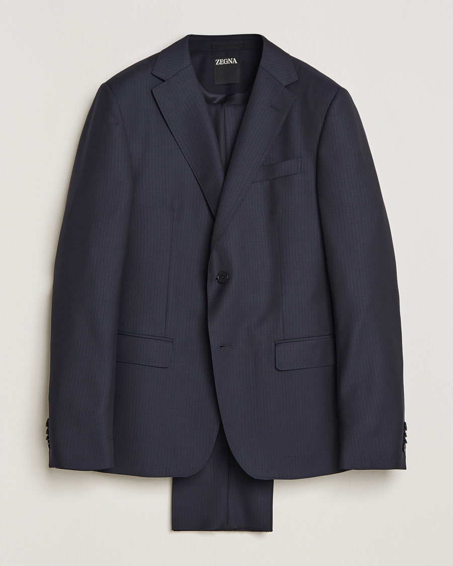 Herre | Jakkesæt | Zegna | Tailored Tonal Stripe Wool Suit Navy