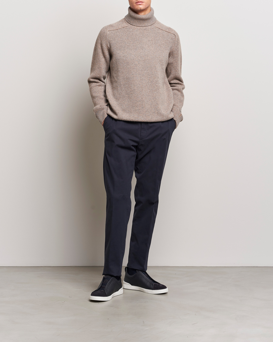 Herre | Trøjer | Zegna | 5 Gauge Cashmere Rollneck Beige Melange