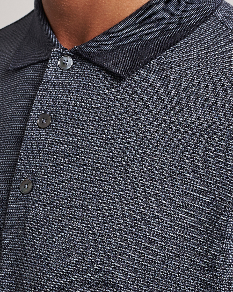 Herre | Trøjer | Zegna | Cotton/Silk Long Sleeve Polo Dark Blue