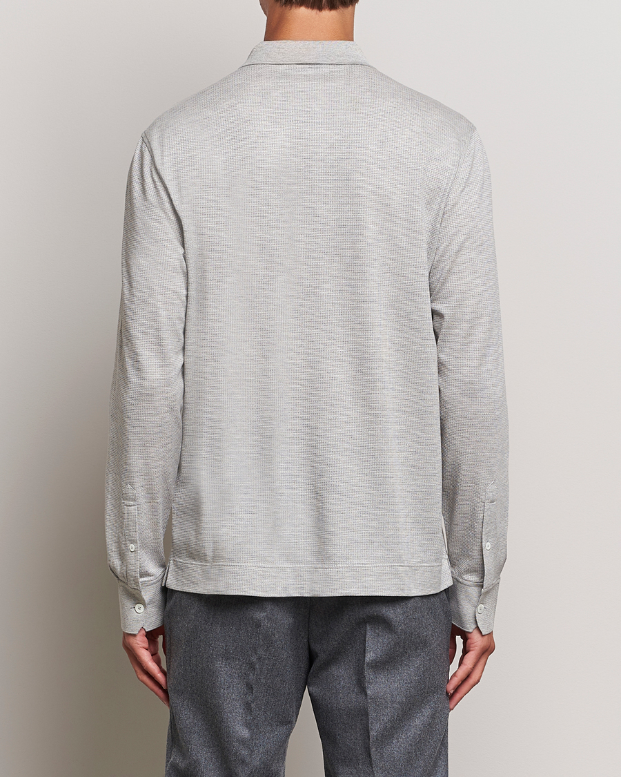 Herre | Trøjer | Zegna | Cotton/Silk Long Sleeve Polo Light Grey