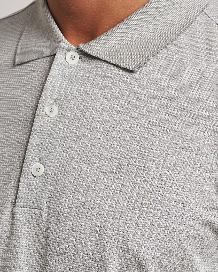 Herre | Trøjer | Zegna | Cotton/Silk Long Sleeve Polo Light Grey
