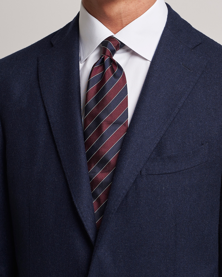 Herre | Zegna | Zegna | Regimental Stripe Silk Tie Navy/Burgundy