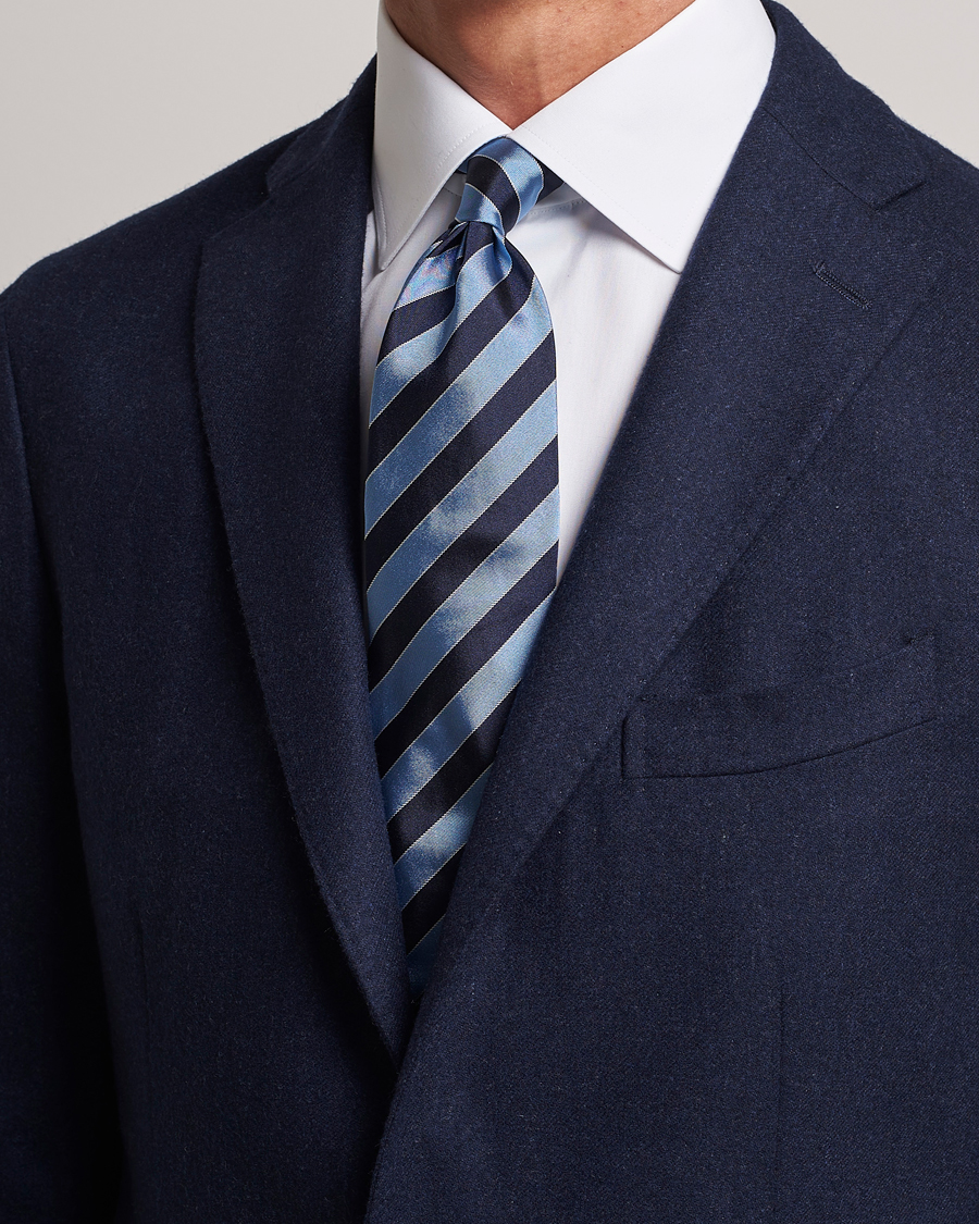 Herre |  | Zegna | Regimental Stripe Silk Tie Navy