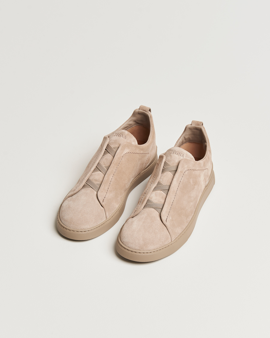 Herre | Italian Department | Zegna | Triple Stitch Sneakers Full Beige Suede