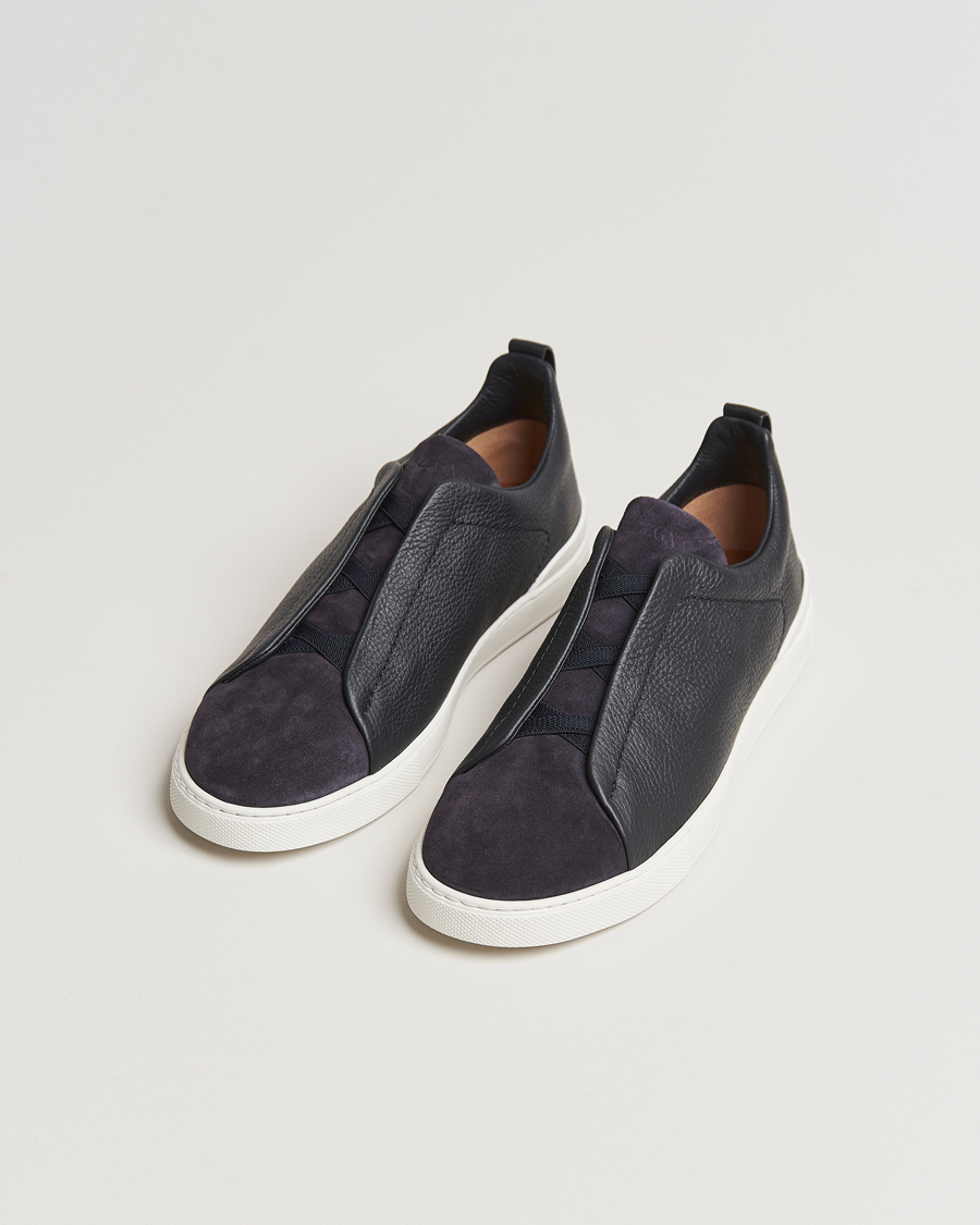 Herre | Zegna Triple Stitch Bi-Material Sneakers Navy | Zegna | Triple Stitch Bi-Material Sneakers Navy