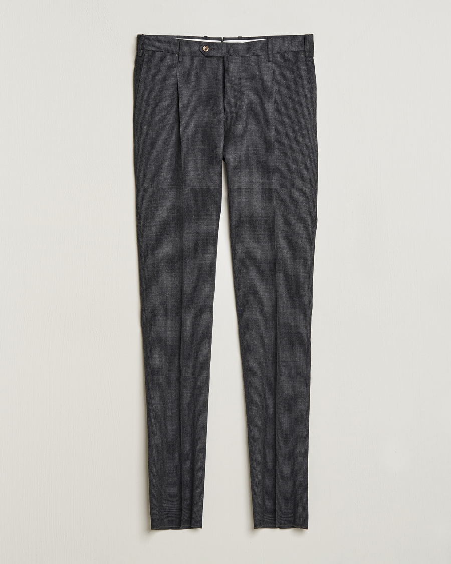 Herre | Bukser | PT01 | Slim Fit Pleated Houndstooth Trousers Medium Grey