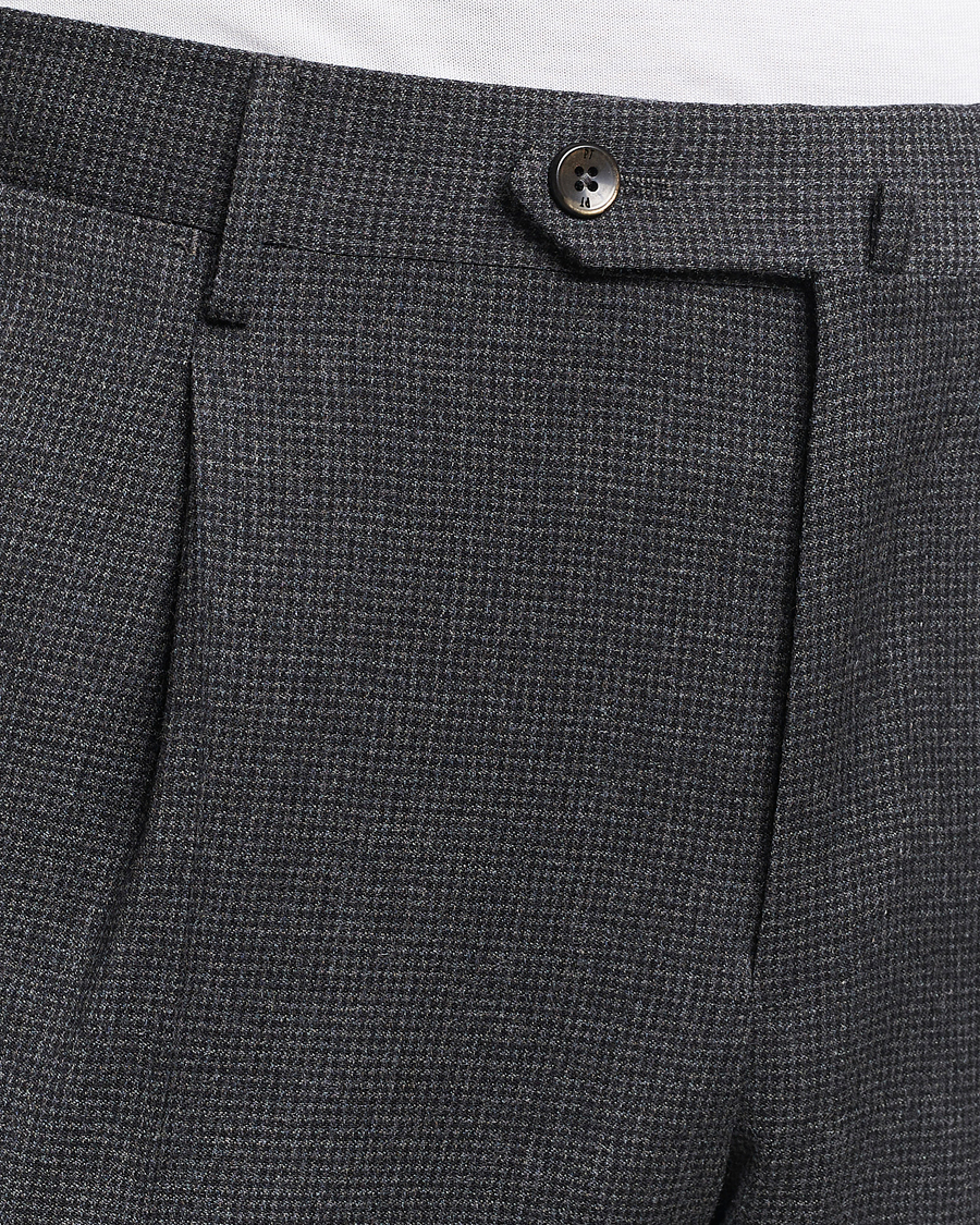 Herre | Bukser | PT01 | Slim Fit Pleated Houndstooth Trousers Medium Grey