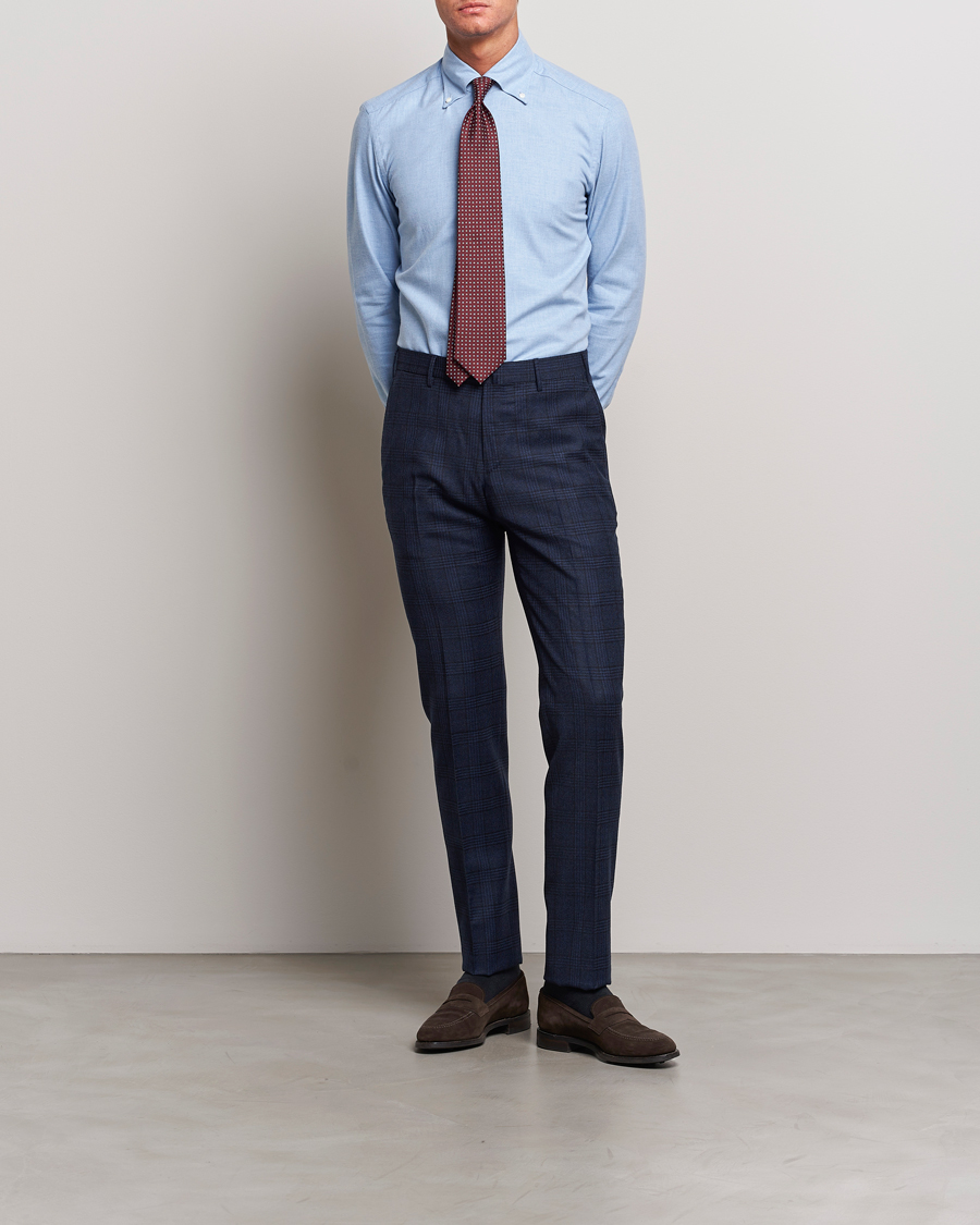 Herre | Bukser | PT01 | Slim Fit Prince Of Wales Wool Trousers Navy