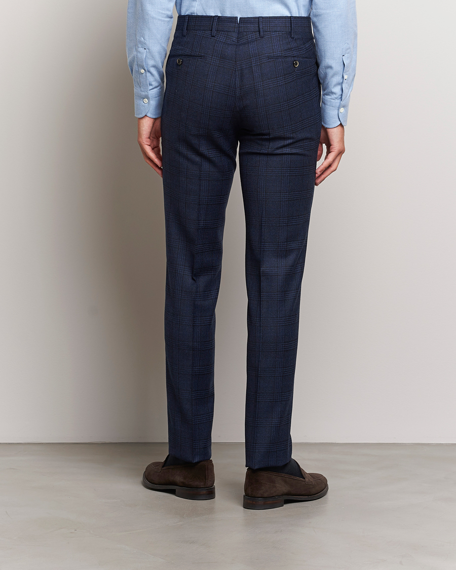 Herre | Bukser | PT01 | Slim Fit Prince Of Wales Wool Trousers Navy