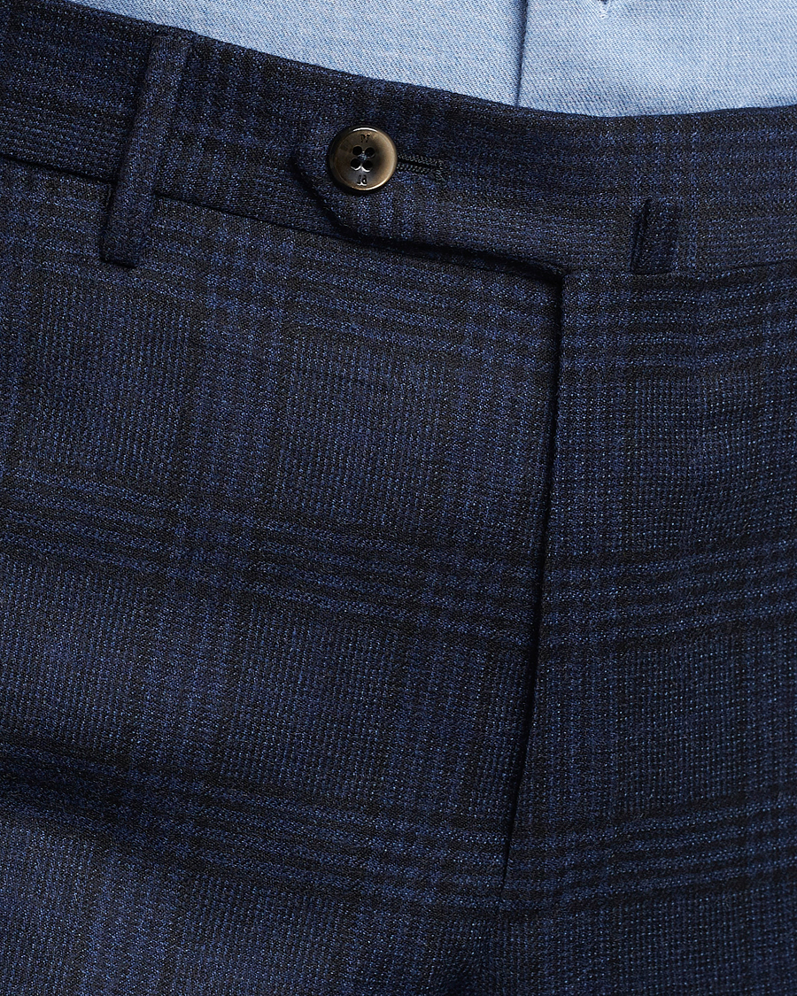 Herre | Bukser | PT01 | Slim Fit Prince Of Wales Wool Trousers Navy