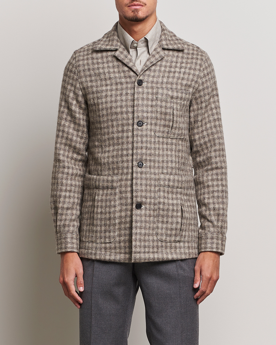 Herre | Overshirts | 100Hands | Fox Brothers Checked Wool Travellers Jacket Brown