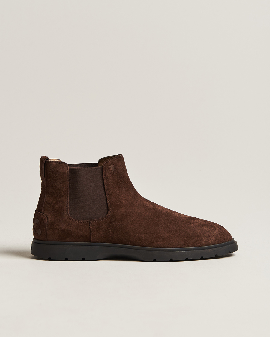 motto Menstruation forvrængning Tod's Tronchetto Chelsea Boots Dark Brown Suede - CareOfCarl.dk