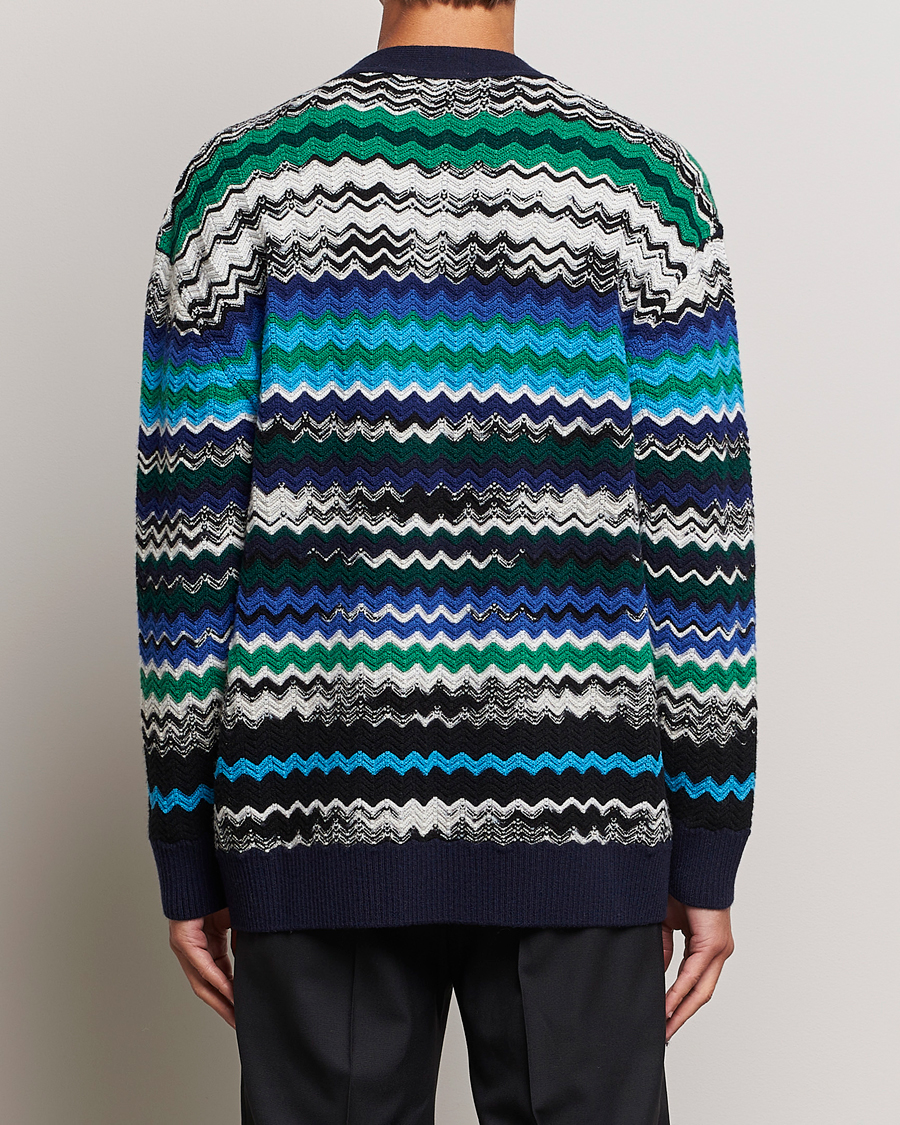 Herre | Trøjer | Missoni | Chevron Wool Cardigan Black/Blue
