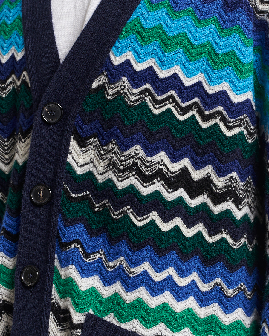 Herre | Trøjer | Missoni | Chevron Wool Cardigan Black/Blue