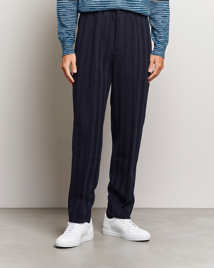 Herre | Bukser | Missoni | Tonal Zig-Zag Trousers Navy