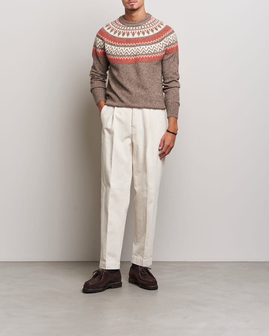 Herre | Trøjer | Altea | Cashmere Blend Norwegian Sweater Beige/Red