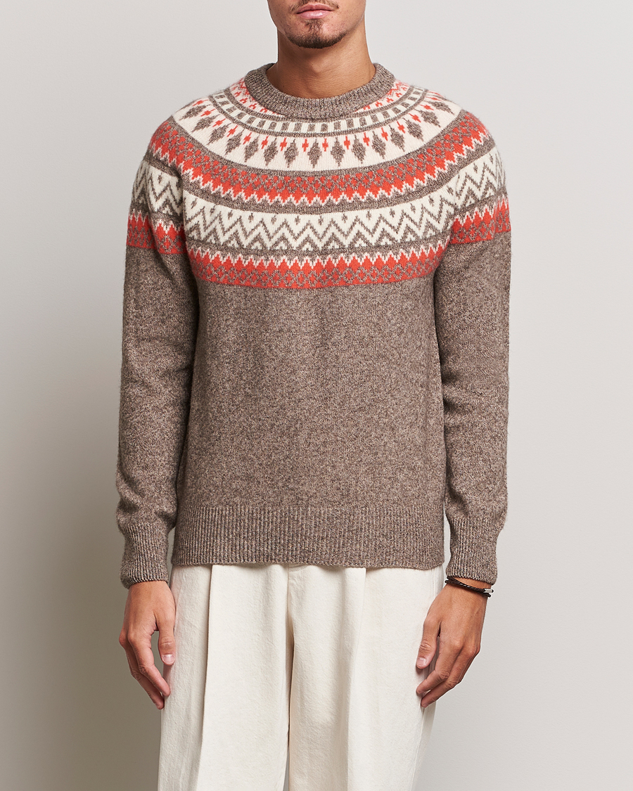 Herre | Trøjer | Altea | Cashmere Blend Norwegian Sweater Beige/Red
