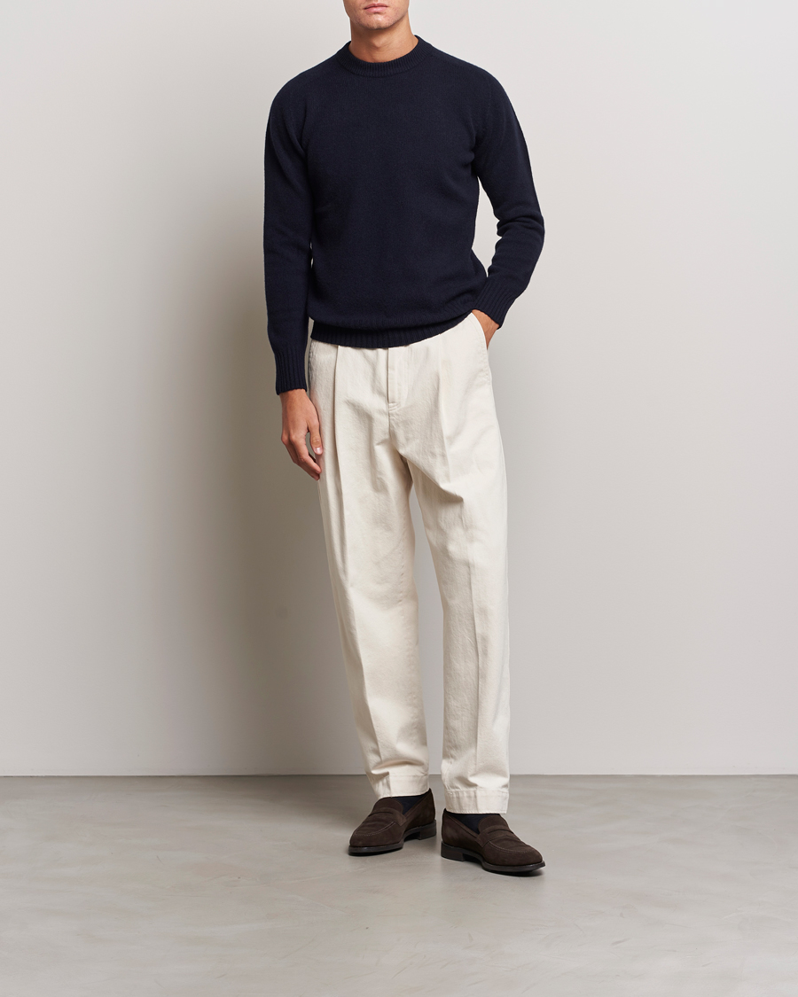 Herre | Trøjer | Altea | Wool/Cashmere Crew Neck Pullover Navy