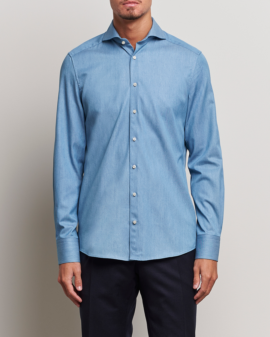 Herr |  | Stenströms | 1899 Slim Denim Twill Shirt Indigo