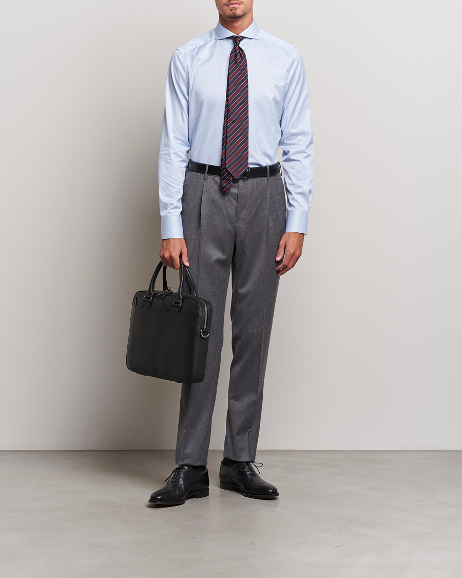 Herre | Businesskjorter | Stenströms | 1899 Slim Supima Cotton Twill Stripe Shirt Blue