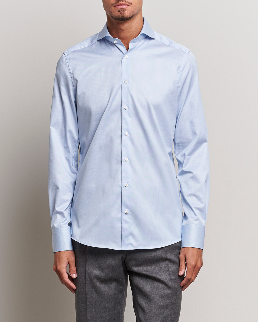 Herre | Formelle | Stenströms | 1899 Slim Supima Cotton Twill Stripe Shirt Blue