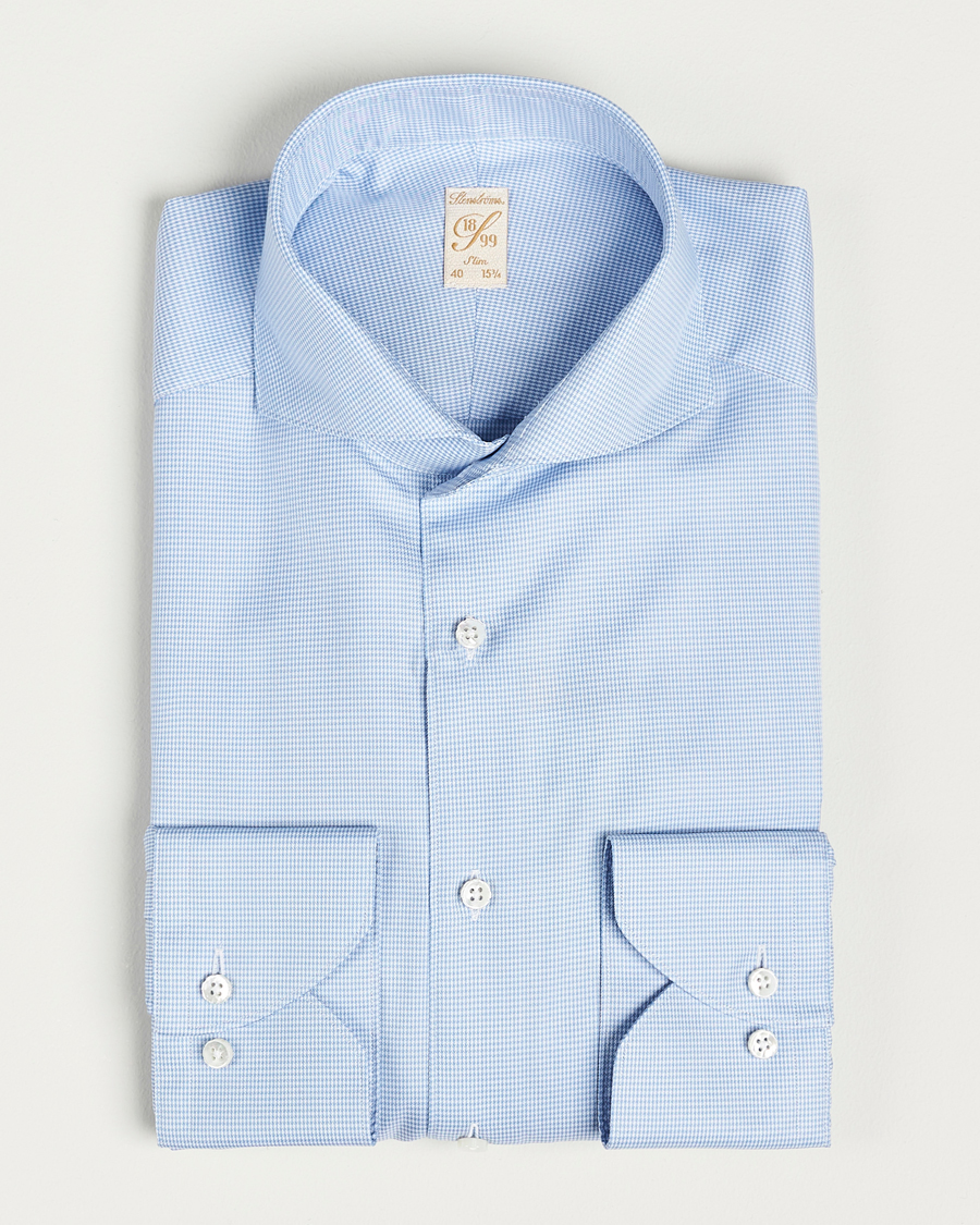 Herre | Skjorter | Stenströms | 1899 Slim Supima Cotton Houndtooth Shirt Blue