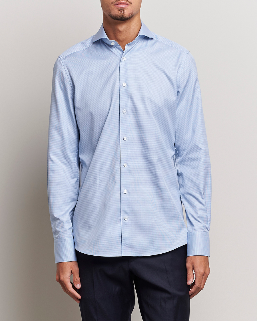 Herre | Tøj | Stenströms | 1899 Slim Supima Cotton Houndtooth Shirt Blue