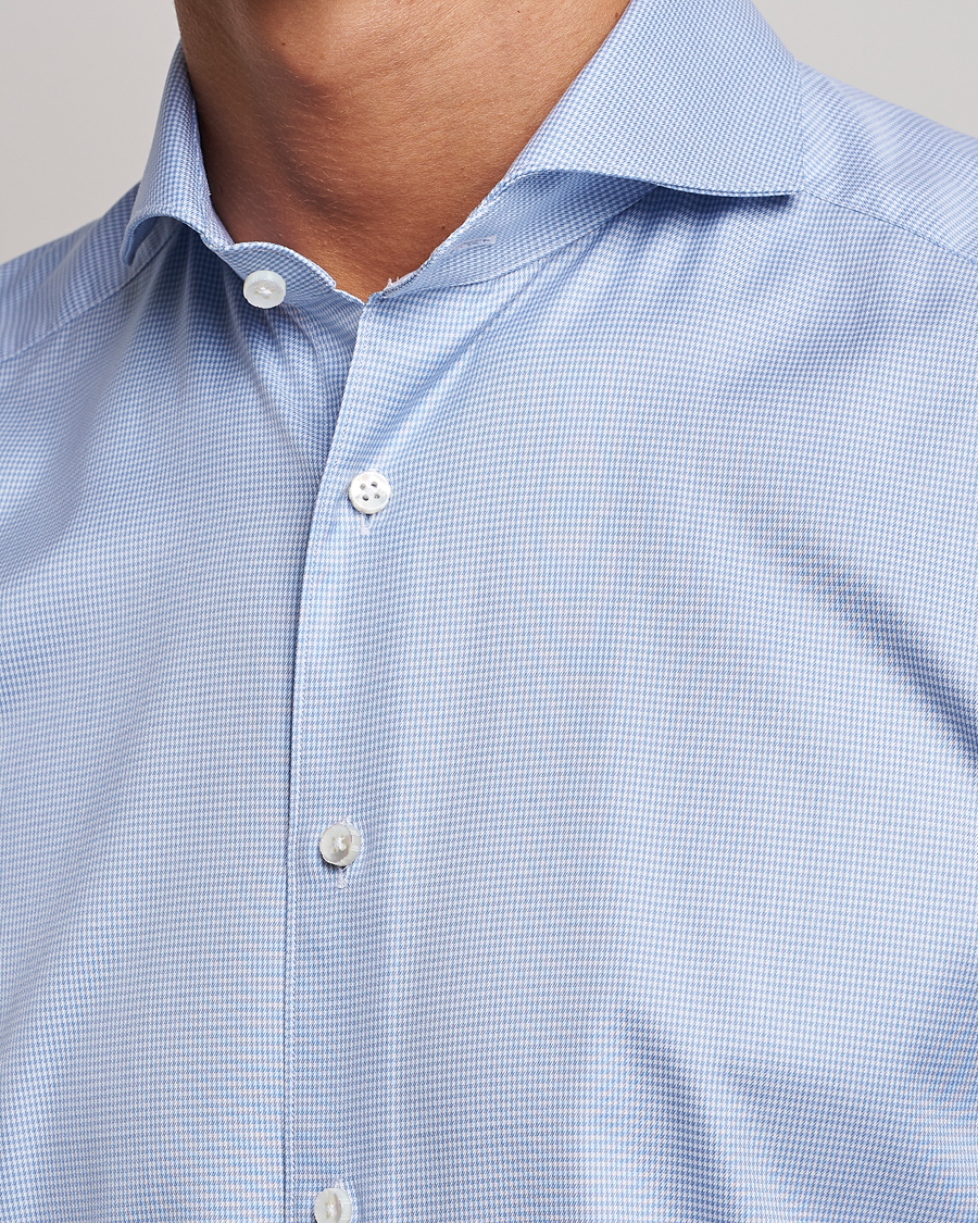 Herre | Skjorter | Stenströms | 1899 Slim Supima Cotton Houndtooth Shirt Blue