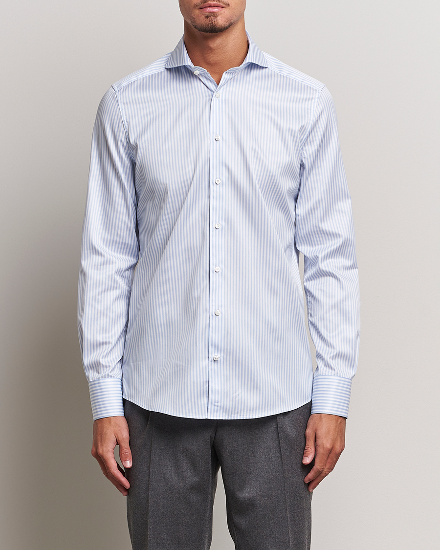 Herre | Tøj | Stenströms | 1899 Slim Supima Cotton Stripe Shirt Blue