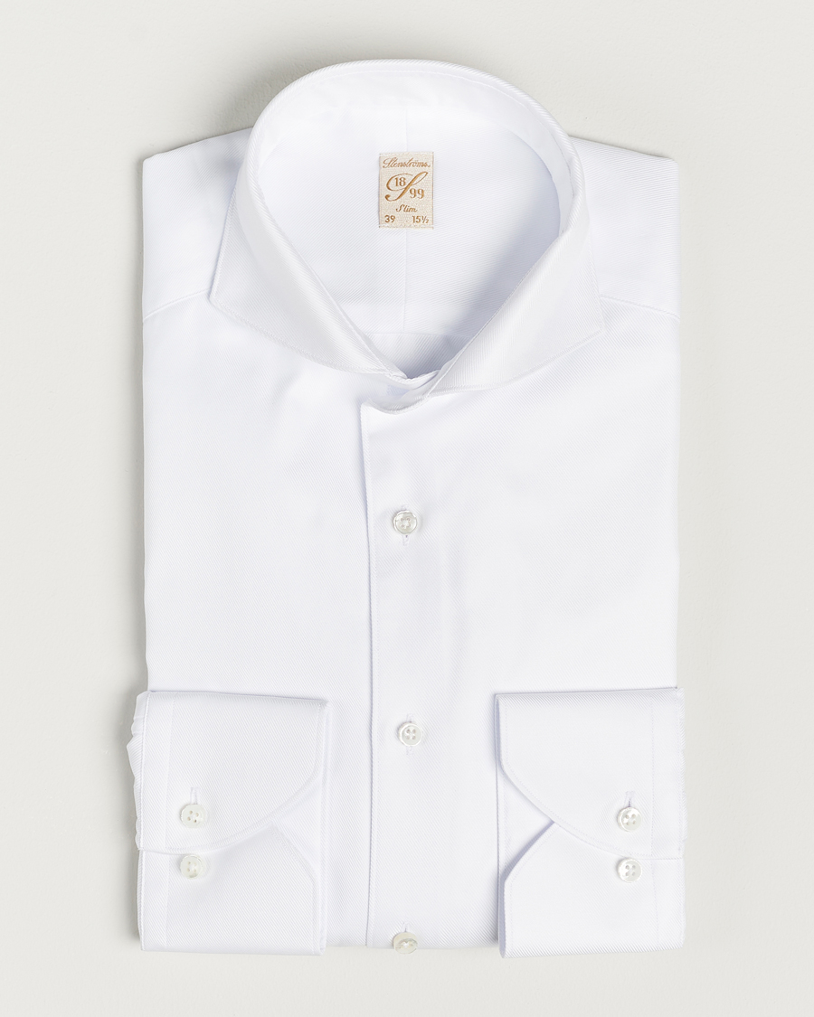 Herre | Skjorter | Stenströms | 1899 Slim Supima Cotton Twill Shirt White