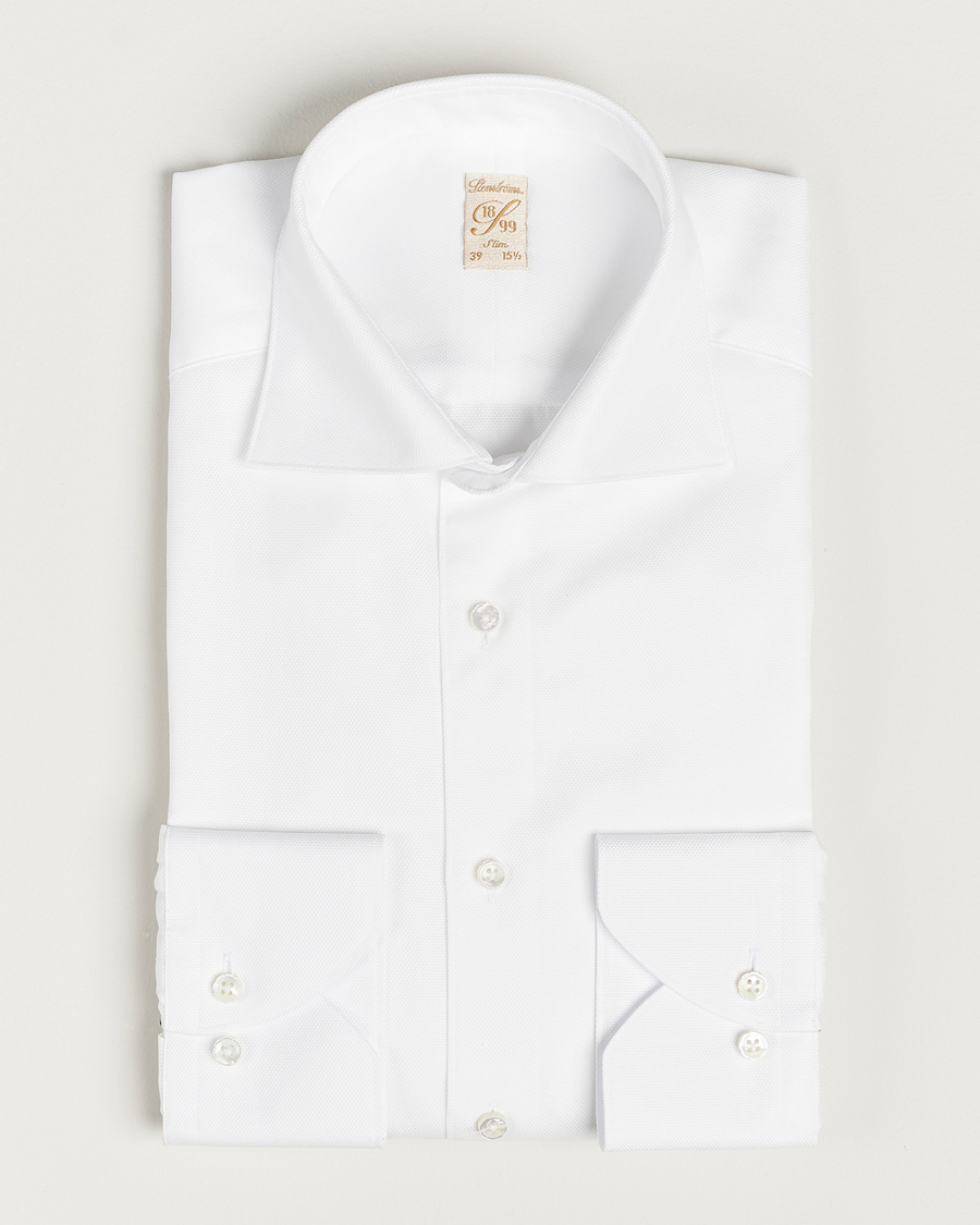 Herre | Skjorter | Stenströms | 1899 Slim Cotton Royal Oxford Shirt White